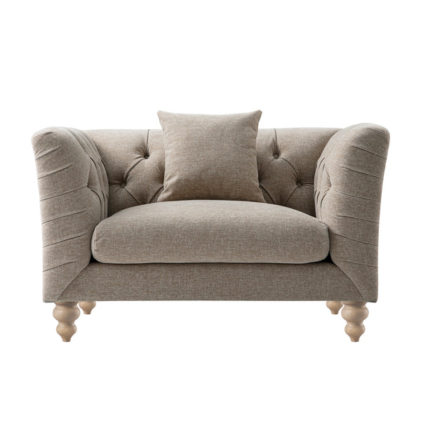 Ashby Chesterfield Loveseat, Taupe Chenille