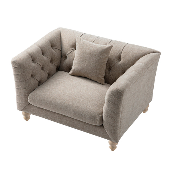 Ashby Chesterfield Loveseat, Taupe Chenille