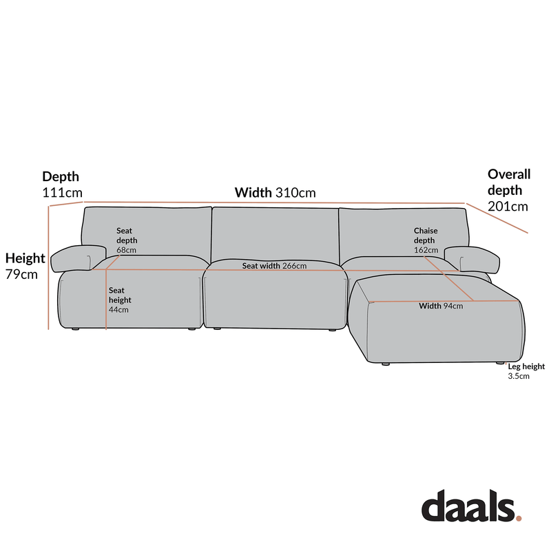 Carlyle Beige Cotton Blend Modular Sofa, 3-Piece Chaise