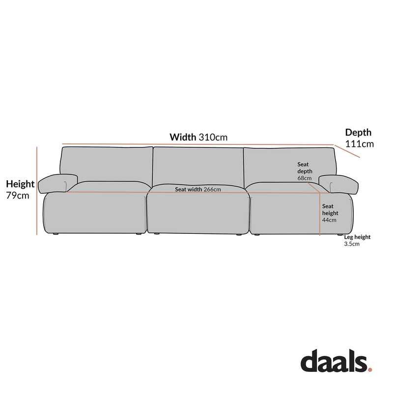 Carlyle Beige Cotton Blend Modular Sofa, 3-Piece