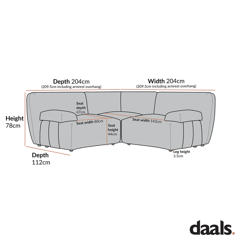 Carlyle Beige Cotton Blend Modular Sofa, Compact Corner Set - daals