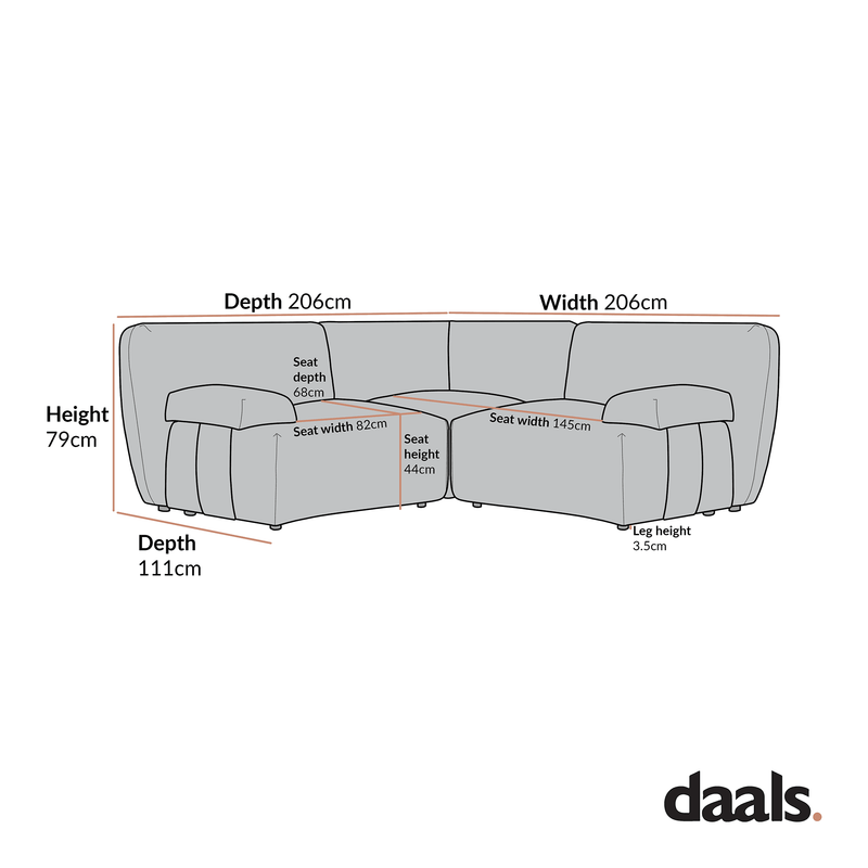 Carlyle Beige Cotton Blend Modular Sofa, Compact Corner Set