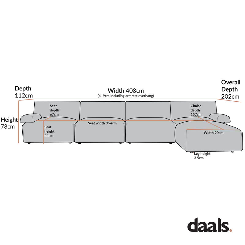 Carlyle Beige Cotton Blend Modular Sofa, 4-Piece Chaise