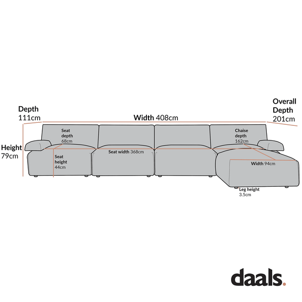 Carlyle Beige Cotton Blend Modular Sofa, 4-Piece Chaise