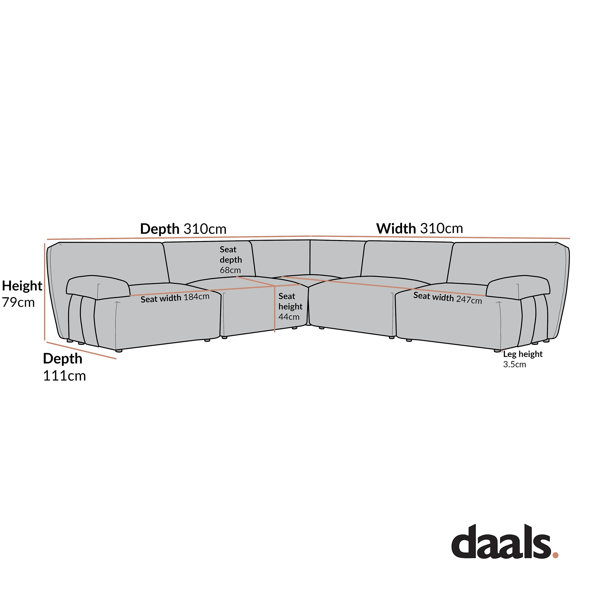 Carlyle Beige Cotton Blend Modular Sofa, Large Corner Set
