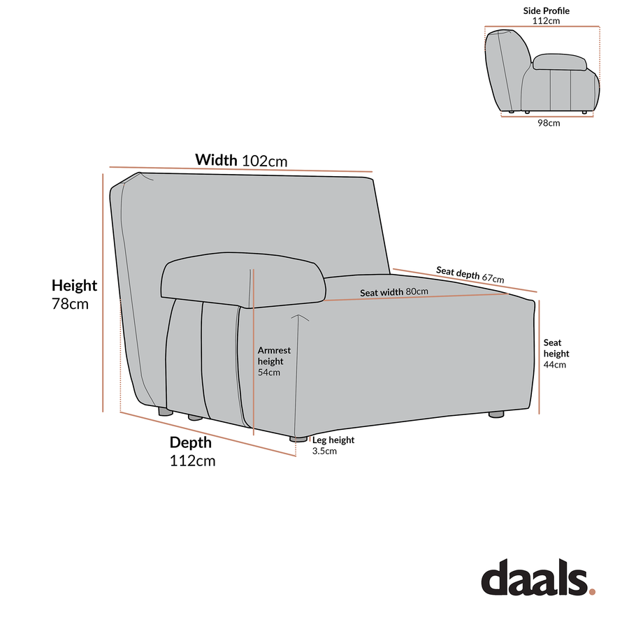 Carlyle Beige Cotton Blend Modular Sofa, Side Seat