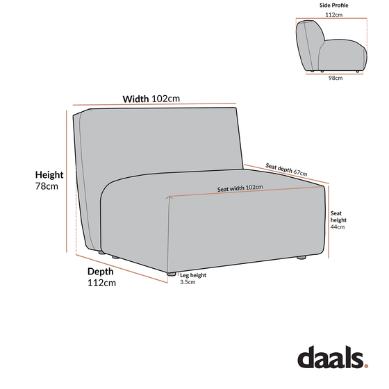 Carlyle Beige Cotton Blend Modular Sofa, Armless Seat