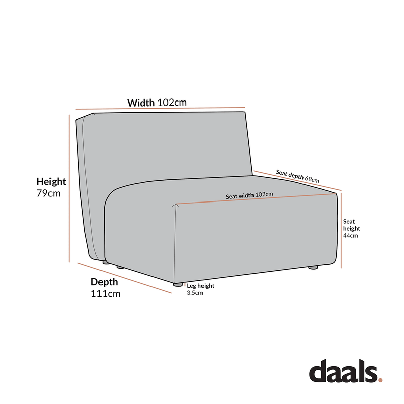 Carlyle Beige Cotton Blend Modular Sofa, Armless Seat