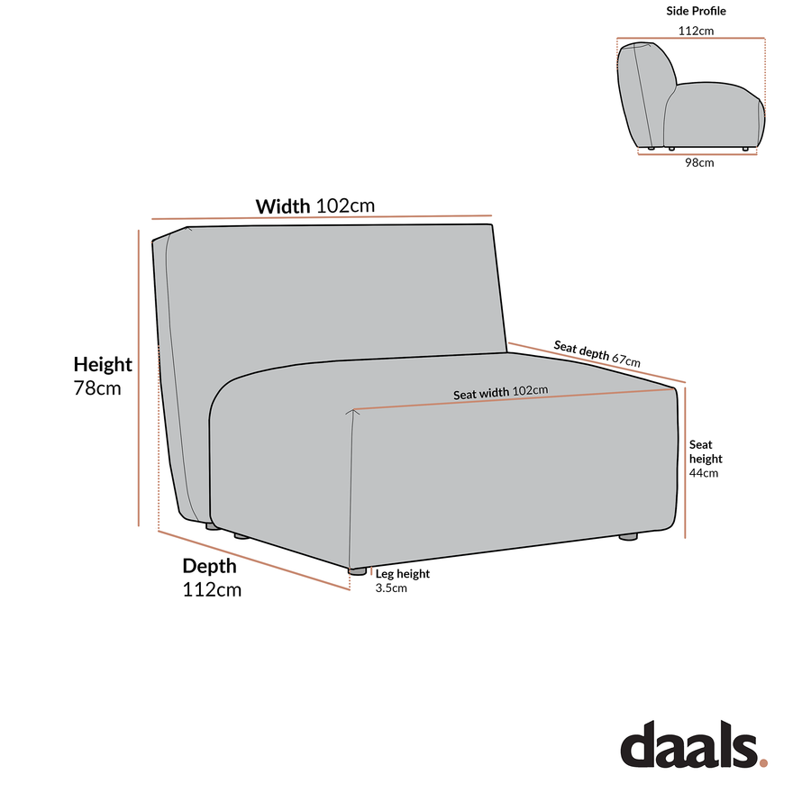 Carlyle Beige Cotton Blend Modular Sofa, Armless Seat