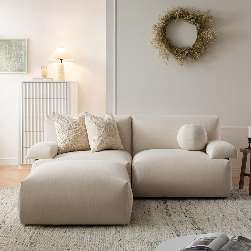 Carlyle Beige Cotton Blend Modular Sofa, 2-Piece Chaise