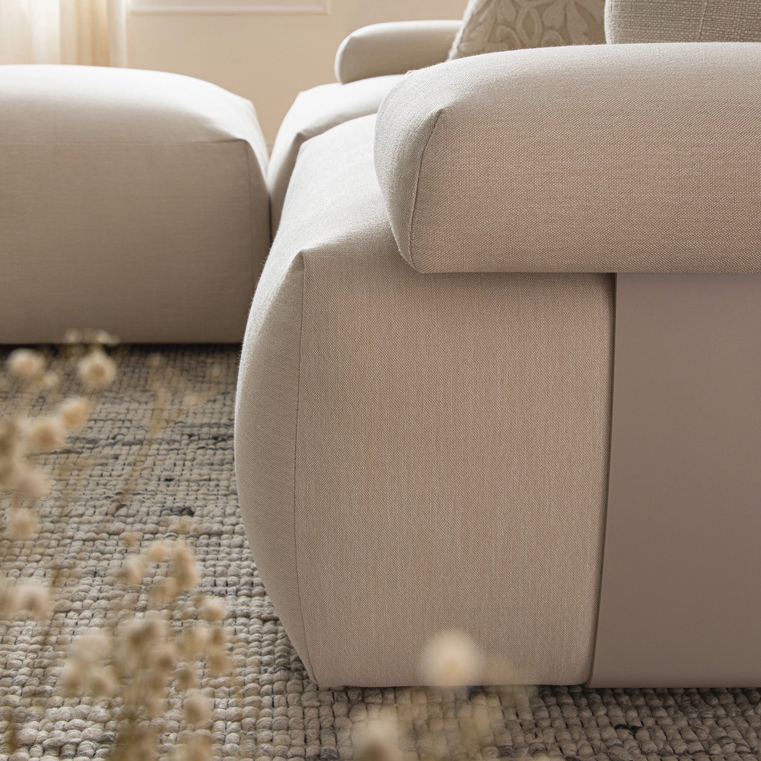 Carlyle Beige Cotton Blend Modular Sofa, 2-Piece Chaise