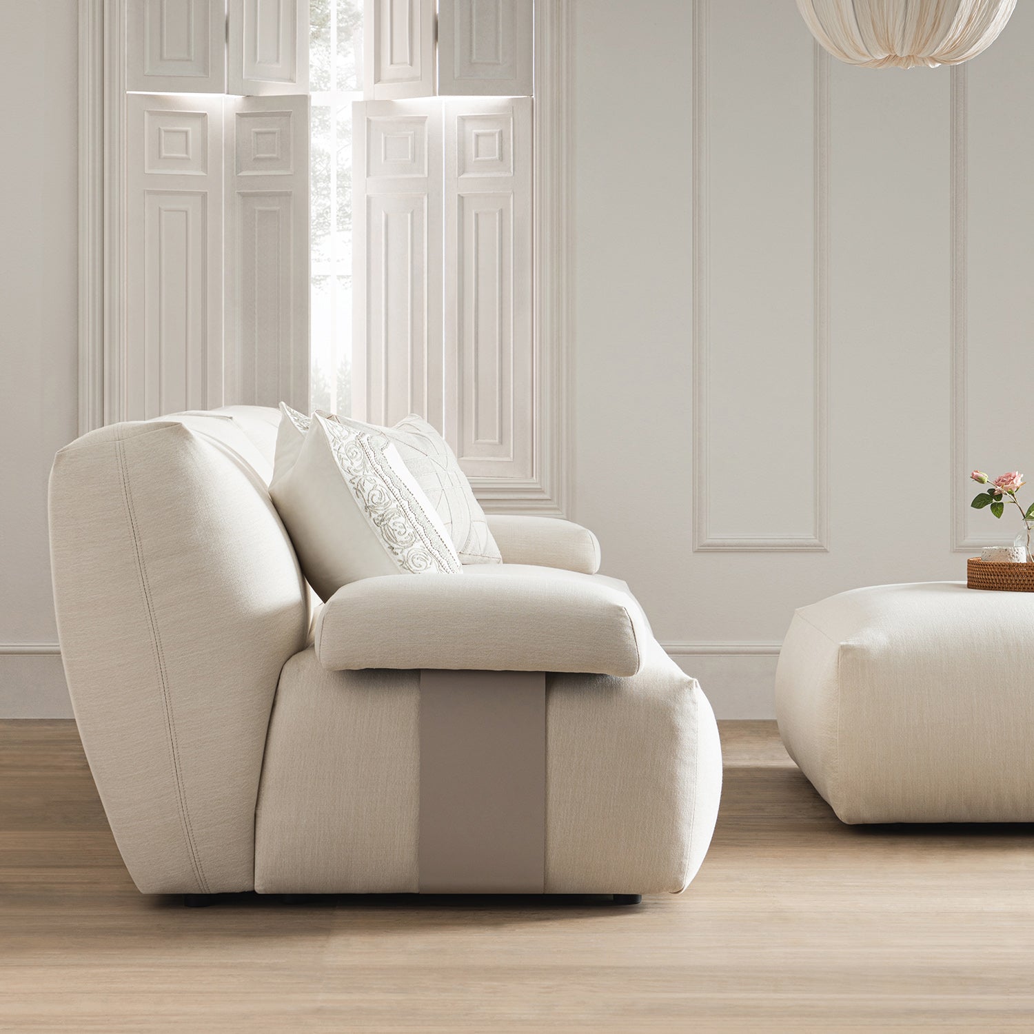 Carlyle Beige Cotton Blend Modular Sofa, 2-Piece