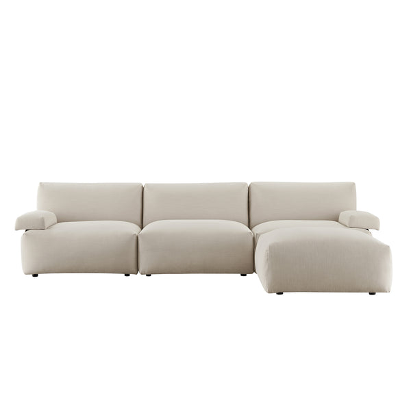 Carlyle Beige Cotton Blend Modular Sofa, 3-Piece Chaise