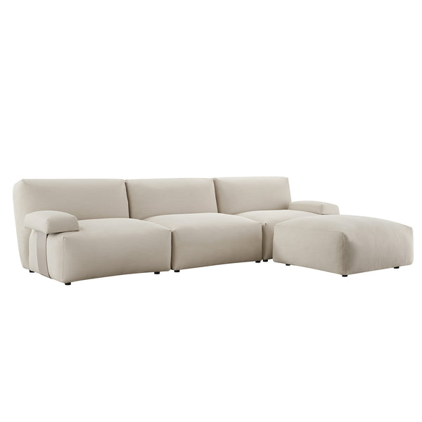 Carlyle Beige Cotton Blend Modular Sofa, 3-Piece Chaise