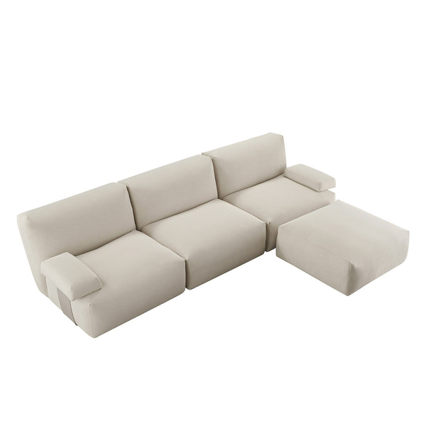 Carlyle Beige Cotton Blend Modular Sofa, 3-Piece Chaise