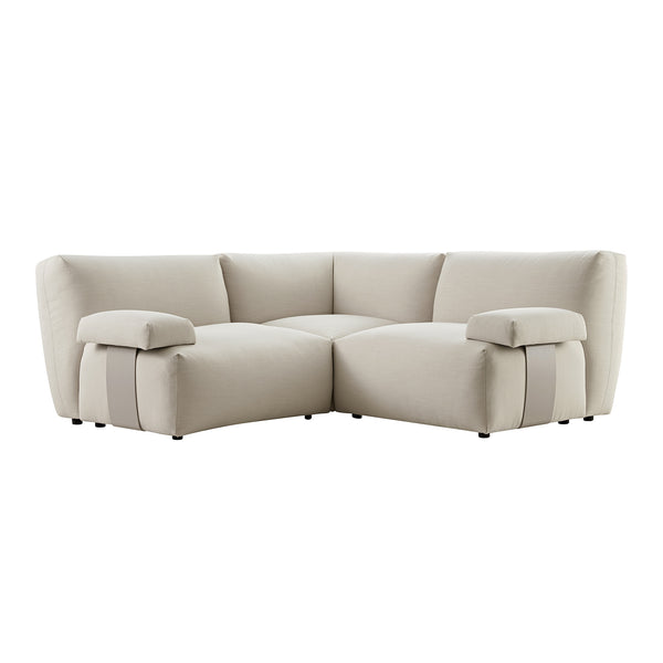 Carlyle Beige Cotton Blend Modular Sofa, Compact Corner Set - daals