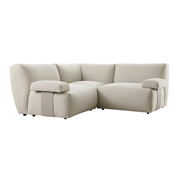 Carlyle Beige Cotton Blend Modular Sofa, Compact Corner Set - daals