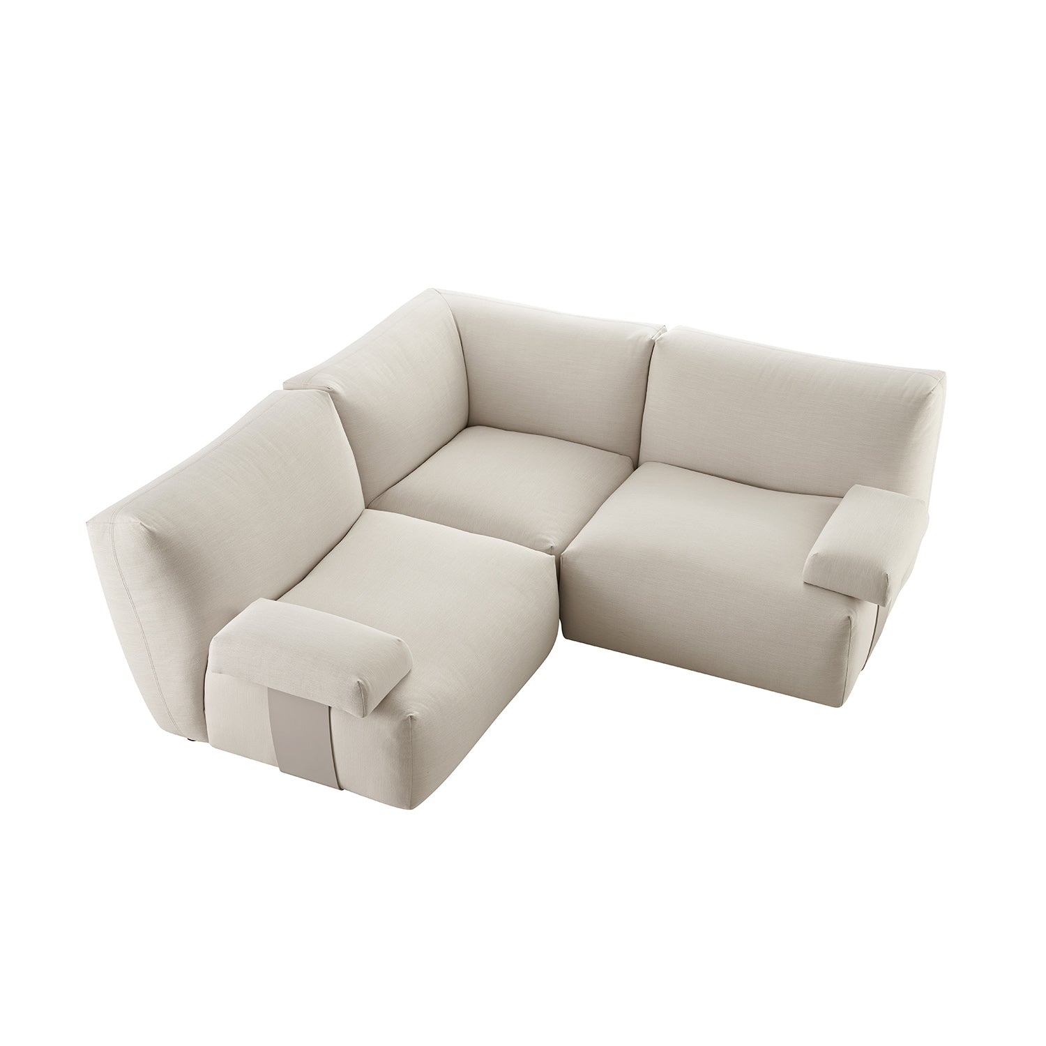 Carlyle Beige Cotton Blend Modular Sofa, Compact Corner Set