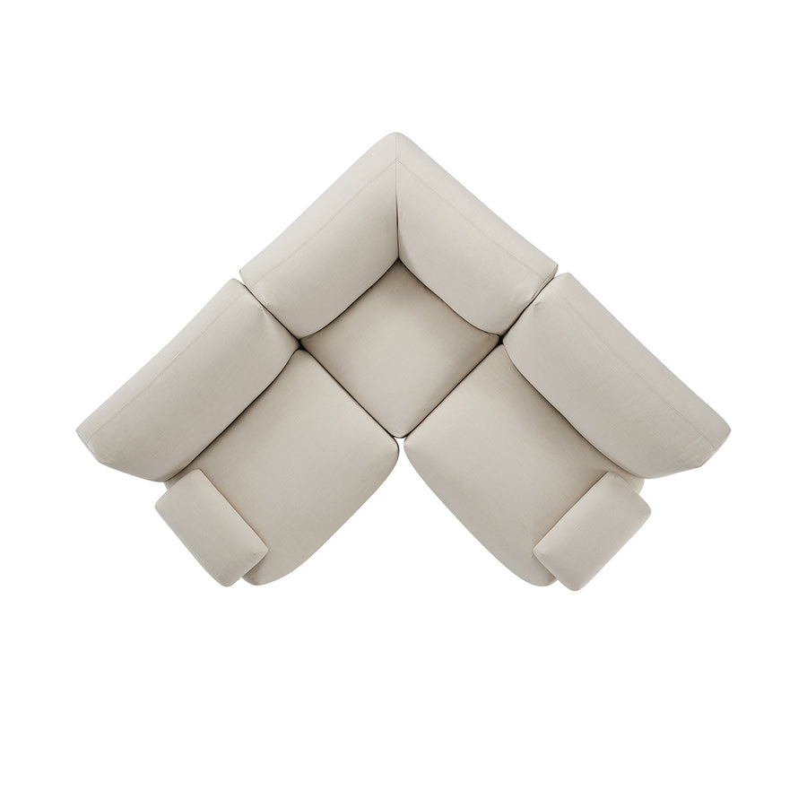 Carlyle Beige Cotton Blend Modular Sofa, Compact Corner Set