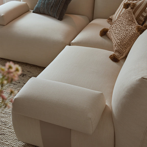 Carlyle Beige Cotton Blend Modular Sofa, Compact Corner Set - daals