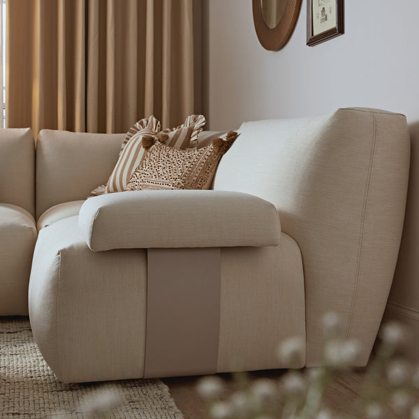 Carlyle Beige Cotton Blend Modular Sofa, Compact Corner Set - daals