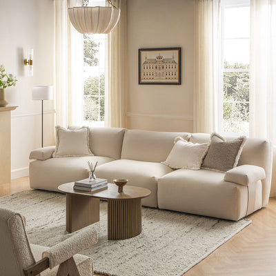 Carlyle Beige Cotton Blend Modular Sofa, 3-Piece