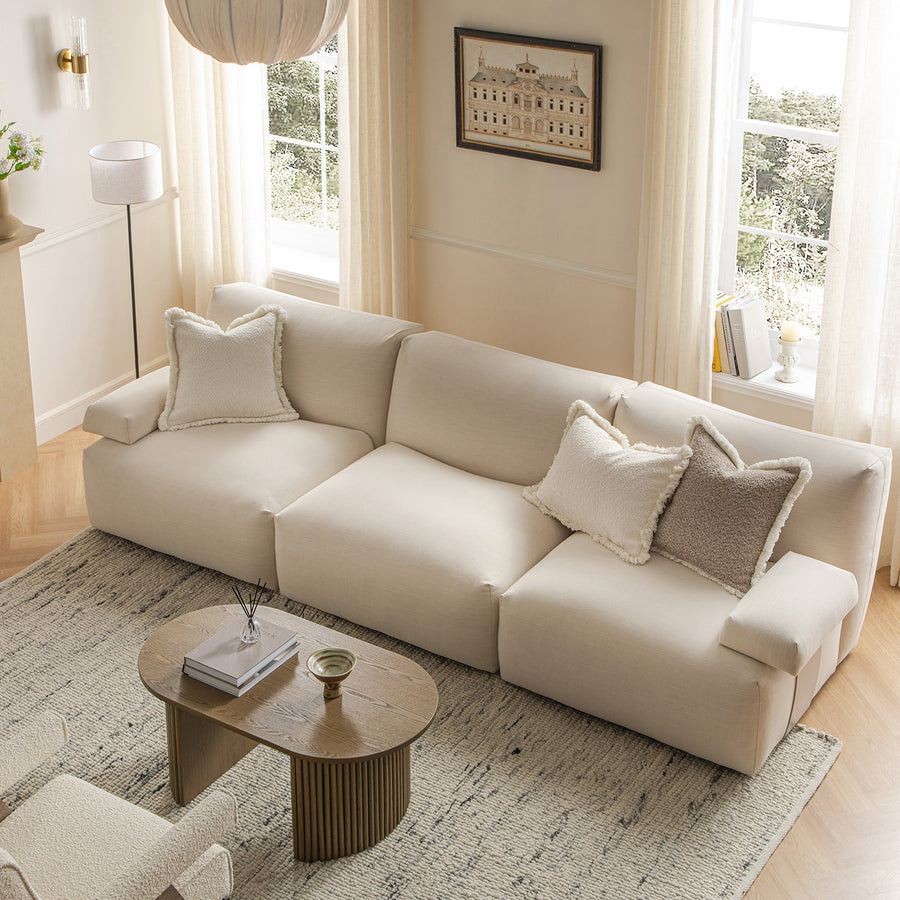Carlyle Beige Cotton Blend Modular Sofa, 3-Piece