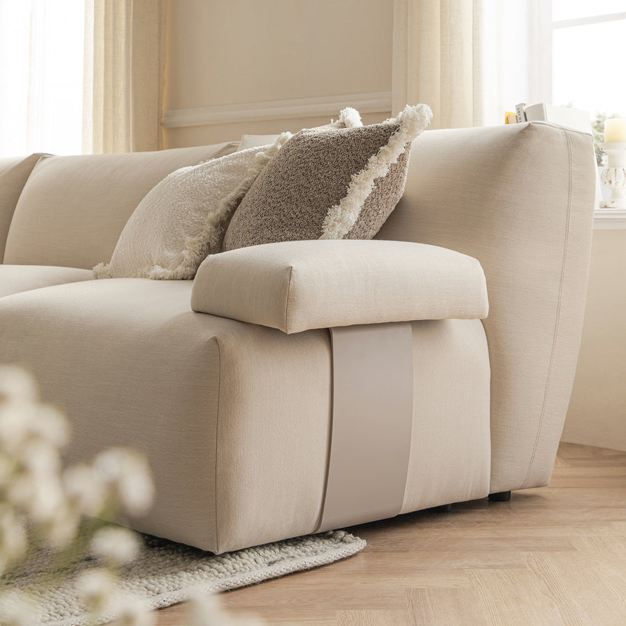 Carlyle Beige Cotton Blend Modular Sofa, 3-Piece