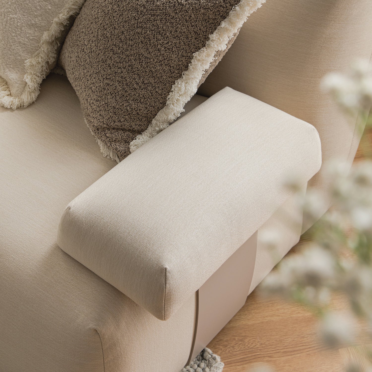 Carlyle Beige Cotton Blend Modular Sofa, 3-Piece