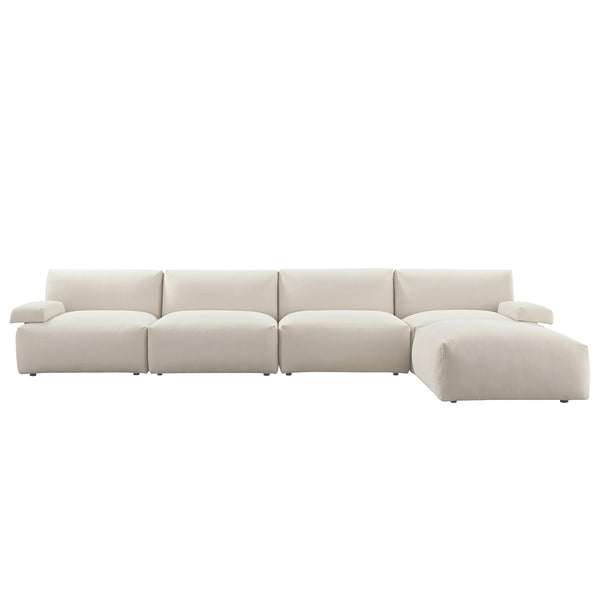 Carlyle Beige Cotton Blend Modular Sofa, 4 - Piece Chaise - daals