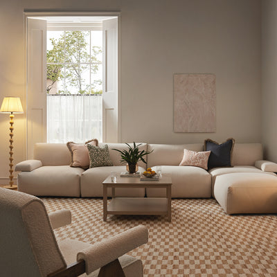 Carlyle Beige Cotton Blend Modular Sofa, 4-Piece Chaise