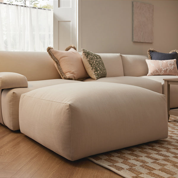 Carlyle Beige Cotton Blend Modular Sofa, 4 - Piece Chaise - daals