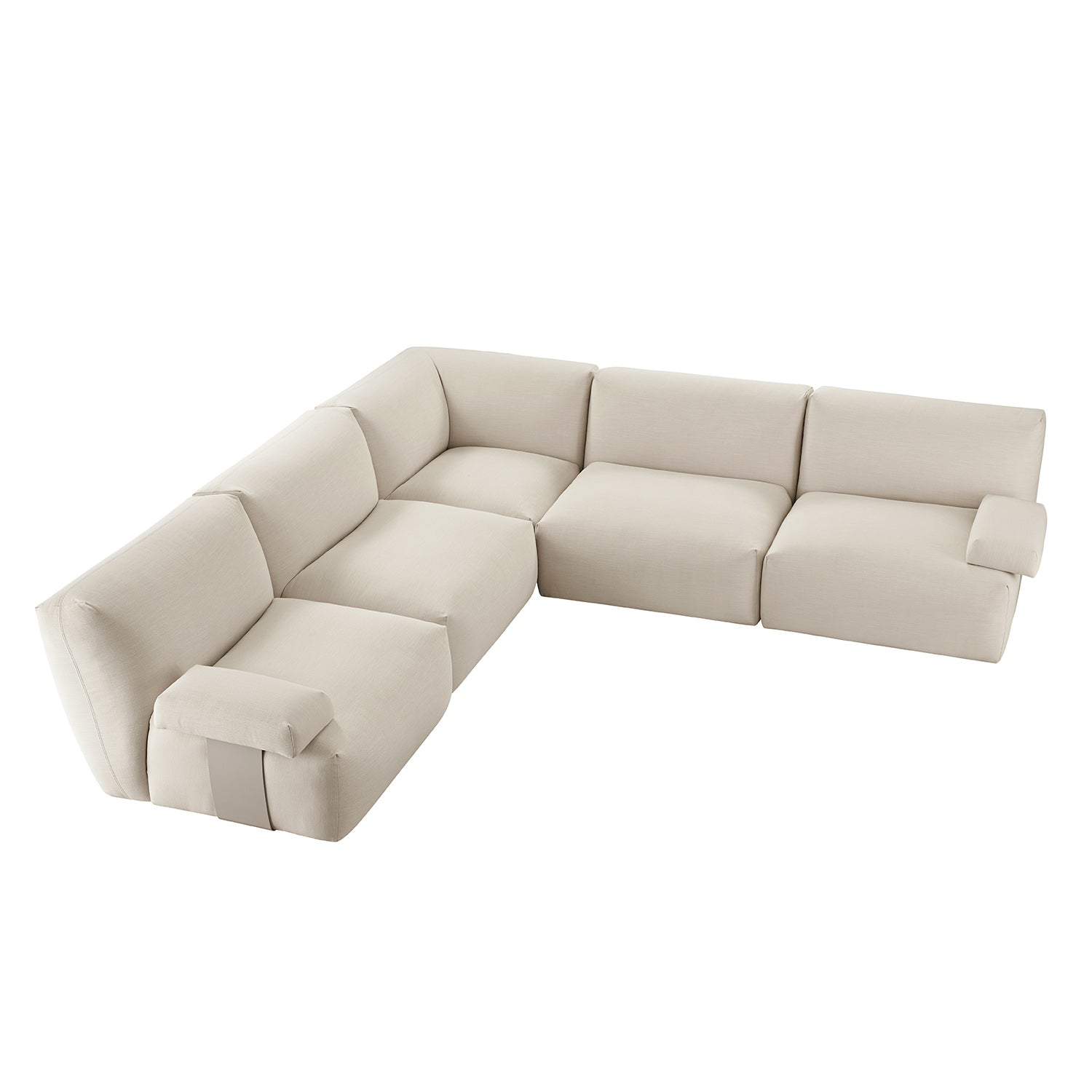 Carlyle Beige Cotton Blend Modular Sofa, Large Corner Set
