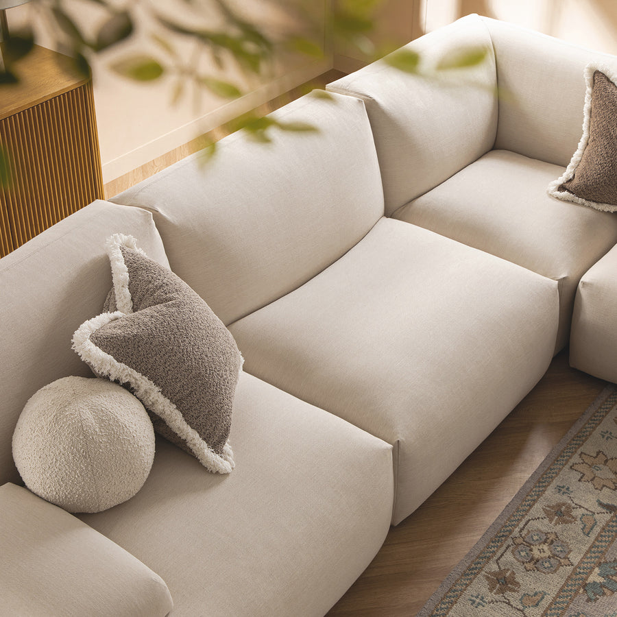 Carlyle Beige Cotton Blend Modular Sofa, Large Corner Set