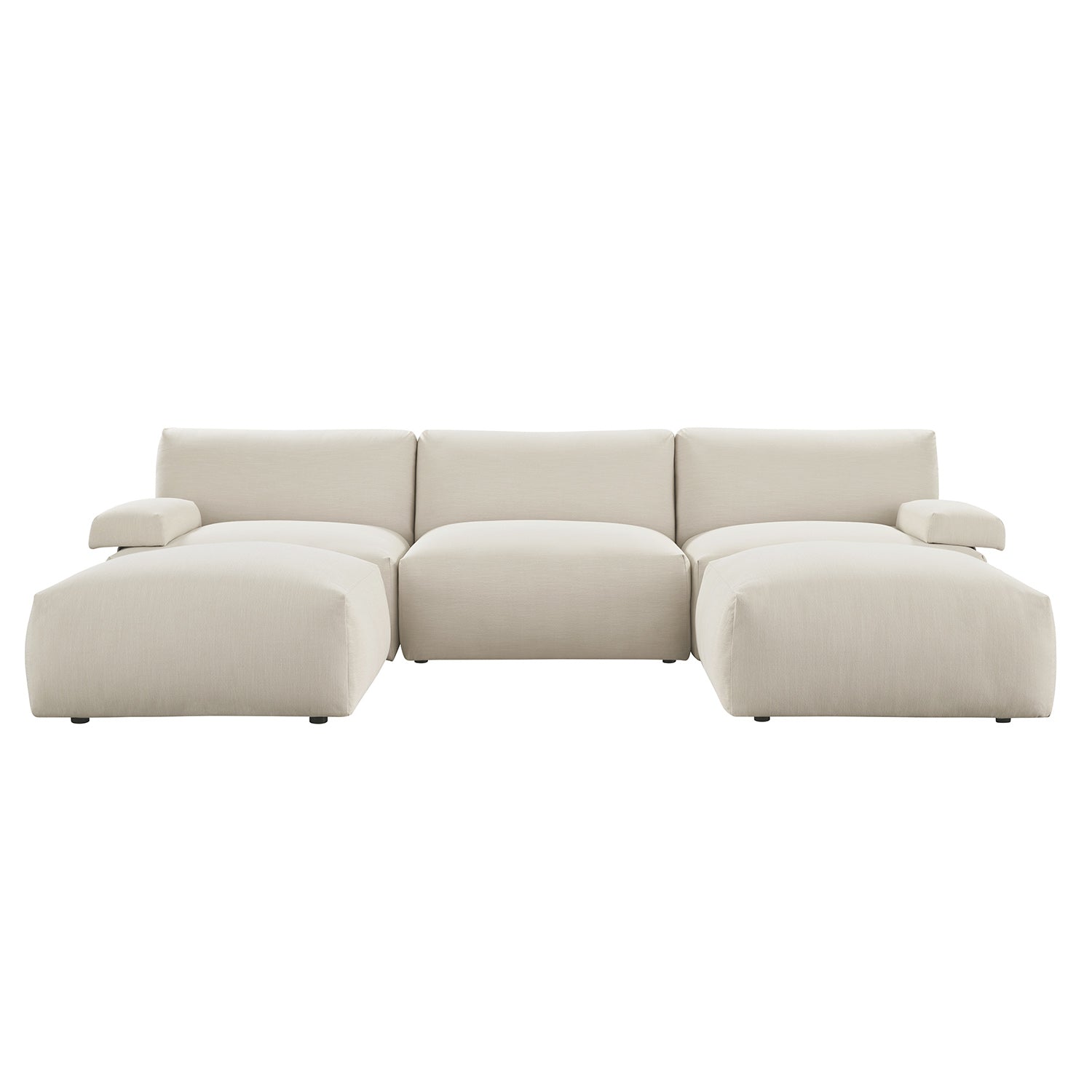 Carlyle Beige Cotton Blend Modular Sofa, 5-Piece U-Shape Set