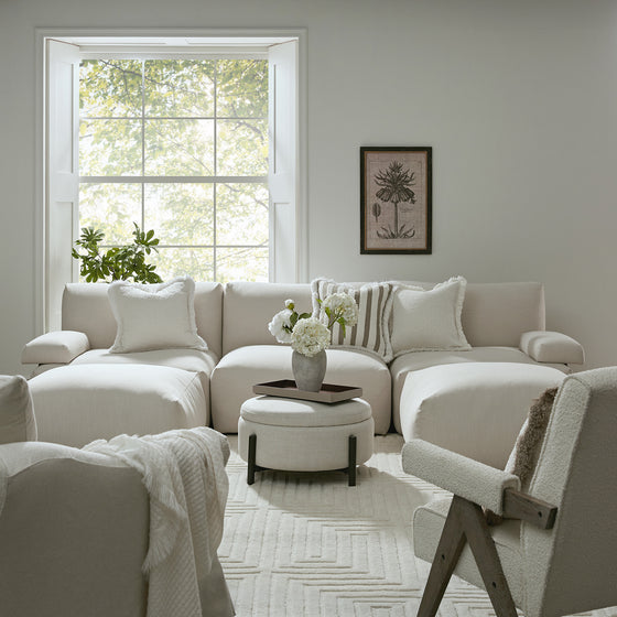 Carlyle Beige Cotton Blend Modular Sofa, 5-Piece U-Shape Set