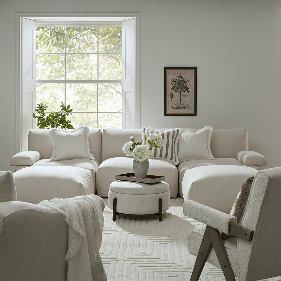 Carlyle Beige Cotton Blend Modular Sofa, 5-Piece U-Shape Set