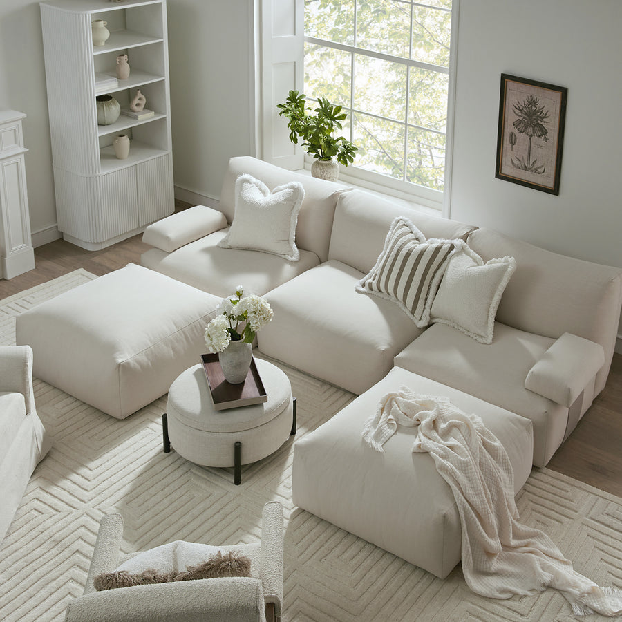 Carlyle Beige Cotton Blend Modular Sofa, 5-Piece U-Shape Set