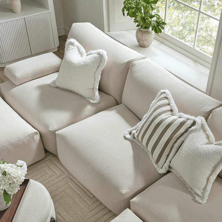 Carlyle Beige Cotton Blend Modular Sofa, 5-Piece U-Shape Set