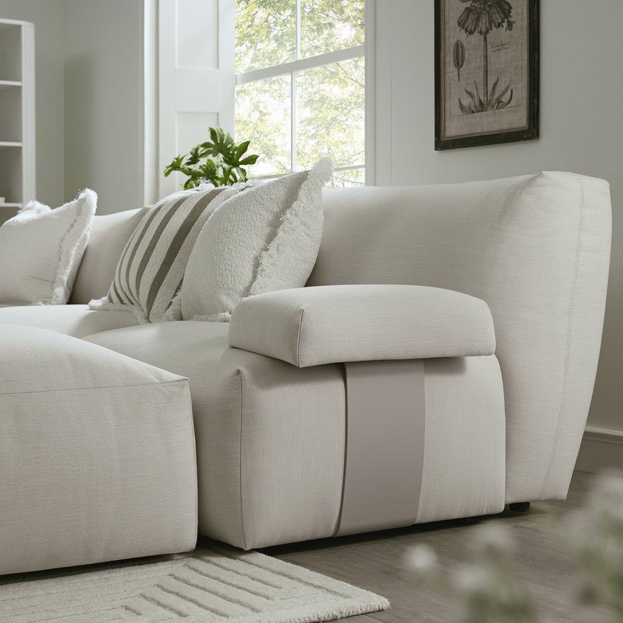 Carlyle Beige Cotton Blend Modular Sofa, 5-Piece U-Shape Set