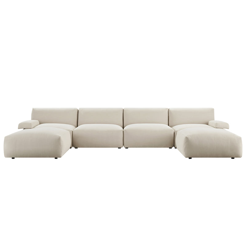 Carlyle Beige Cotton Blend Modular Sofa, 6-Piece U-Shape Set