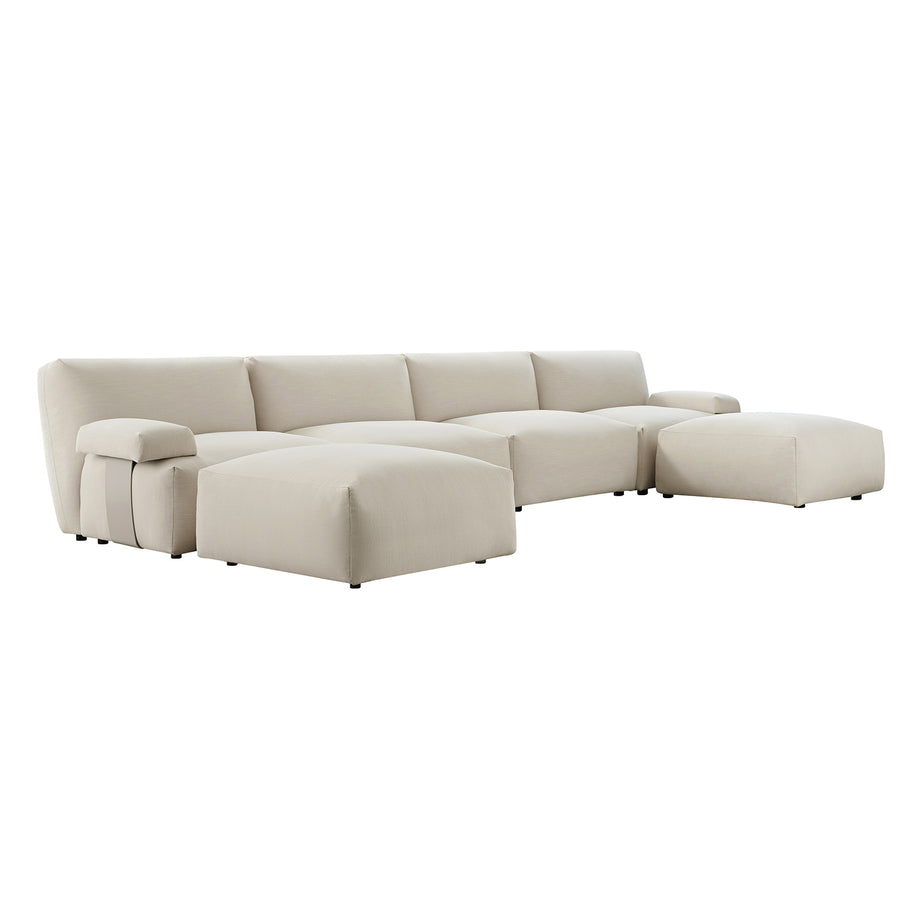 Carlyle Beige Cotton Blend Modular Sofa, 6-Piece U-Shape Set