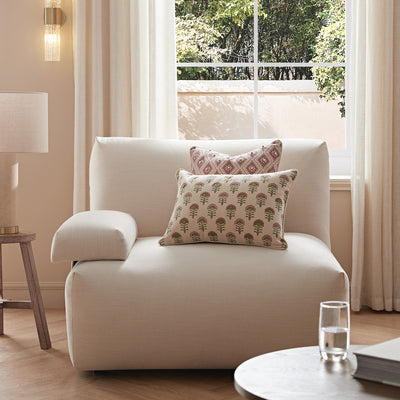 Carlyle Beige Cotton Blend Modular Sofa, Side Seat