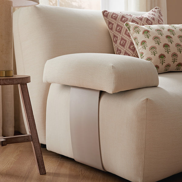 Carlyle Beige Cotton Blend Modular Sofa, Side Seat