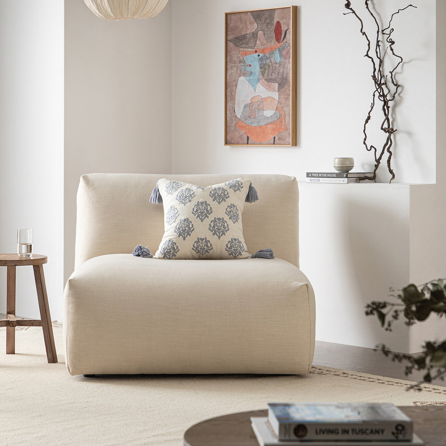 Carlyle Beige Cotton Blend Modular Sofa, Armless Seat