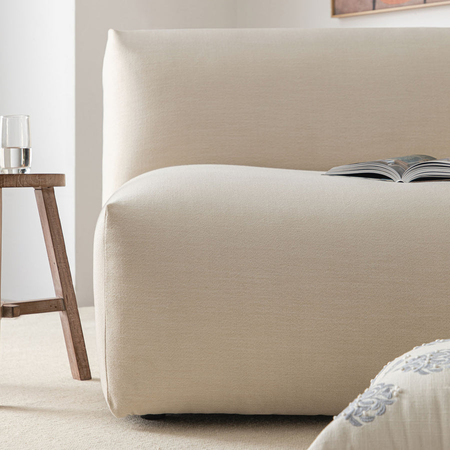 Carlyle Beige Cotton Blend Modular Sofa, Armless Seat