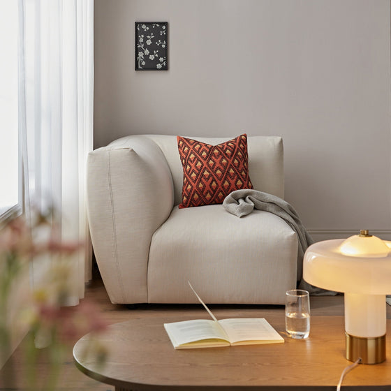 Carlyle Beige Cotton Blend Modular Sofa, Corner Seat