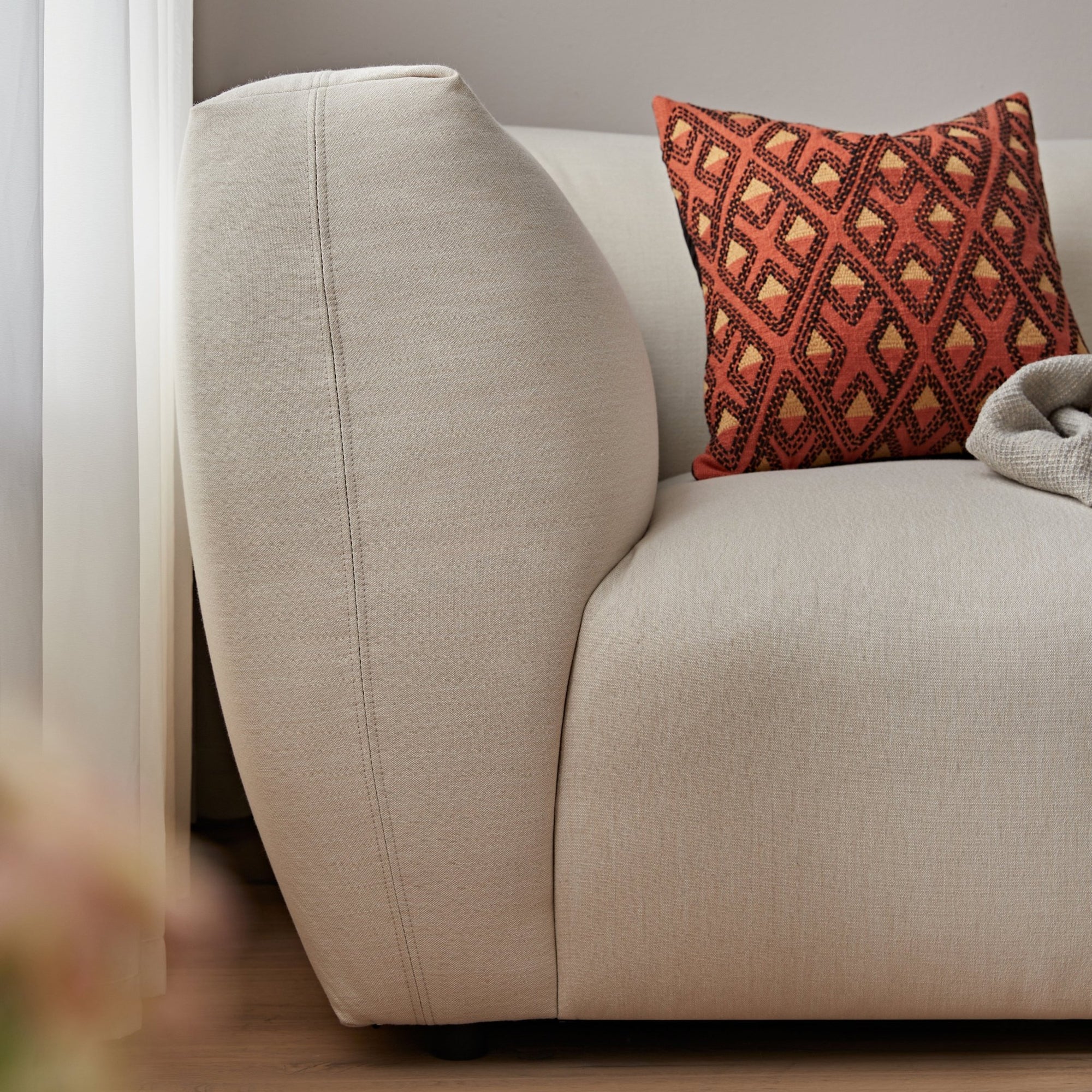 Carlyle Beige Cotton Blend Modular Sofa, Corner Seat