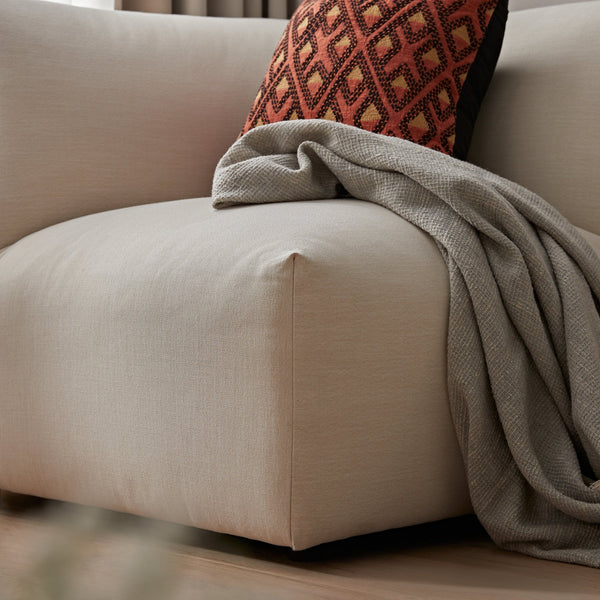 Carlyle Beige Cotton Blend Modular Sofa, Corner Seat