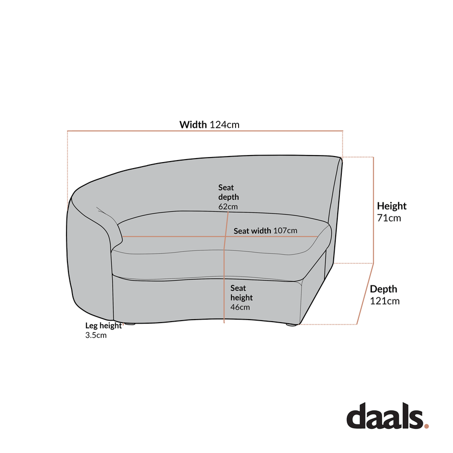 Rubens Beige Linen Blend Modular Sofa, Left Arm Seat - daals